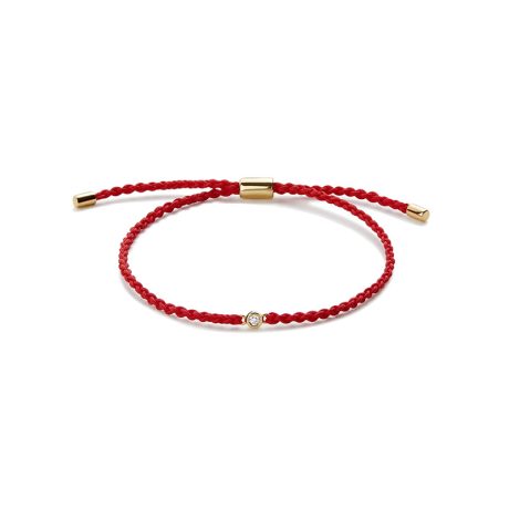 Solitaire Diamond Woven Red Bracelet