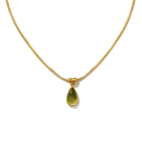 Olive green water drop pendant necklace for women light luxury high-end design fashion retro temperament clavicle chain
