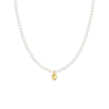 Pearl metal disc necklace women's light luxury high-end design fashion business clavicle necklace
