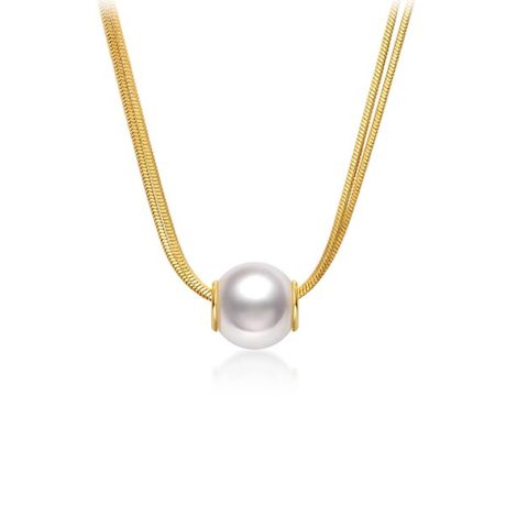 Pearl pendant necklace for women light luxury high-end design double-layer snake bone chain versatile clavicle chain