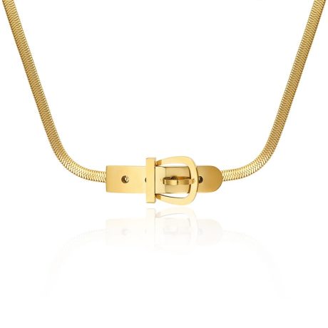 Belt buckle flat snake bone necklace women's light luxury high-end design personality cold style necklace