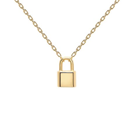 18K gold small lock pendant necklace for women light luxury design high-end sense all-match couple clavicle chain