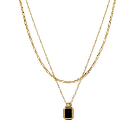 Black agate double-layered necklace for women, light luxury, high-end design, white mother-of-pearl multi-layer clavicle necklace