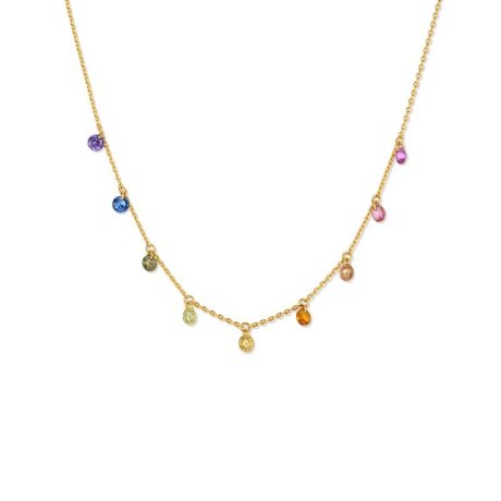 Rainbow chain necklace women's light luxury niche summer ins clavicle chain plated 18K gold high-end holiday gift