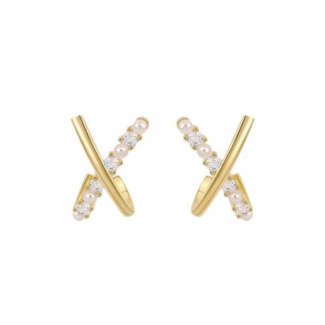 Cross pearl earrings