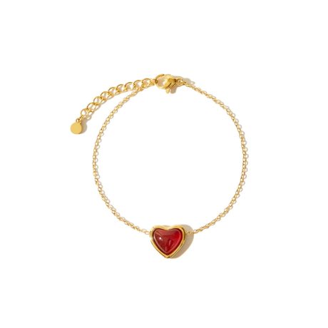 Natural Carnelian Heart Bracelet